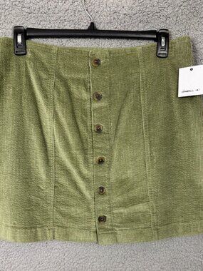 O'Neill Juniors' Delilah Button-Front Corduroy Miniskirt - Oil Green XXL NWT's.